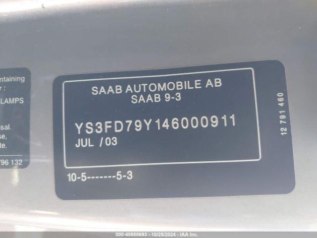 2004 SAAB 9-3 YS3FD79Y146000911 Photo 8