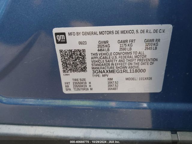 3GNAXMEG1RL118000 Chevrolet Equinox Fwd Rs