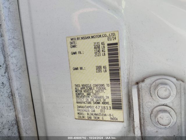 1N4AA5AP6EC473813 Nissan Maxima 3.5 Sv