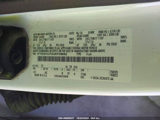 Ford F-150 Xl 2016 1FTEW1CP2GKF08682 Image 9