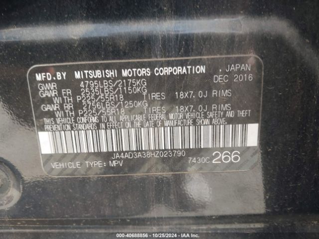 2017 MITSUBISHI OUTLANDER JA4AD3A38HZ023790 Photo 8