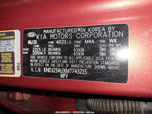 KNDJ23AUXM7743215 KIA SOUL LX