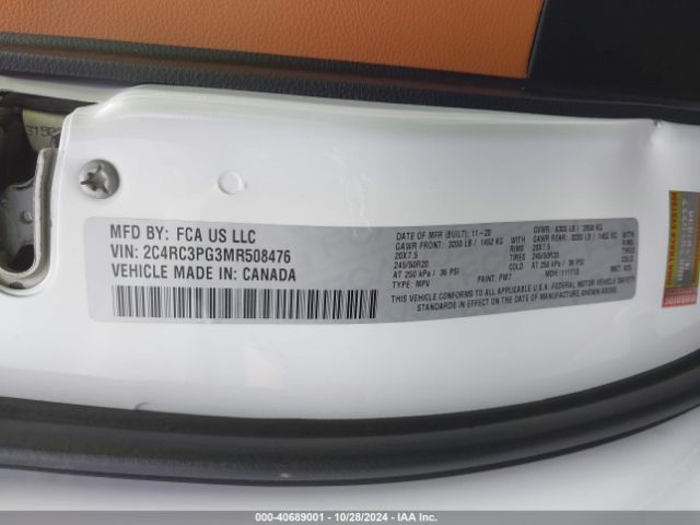 2C4RC3PG3MR508476 Chrysler Pacifica Pinnacle Awd
