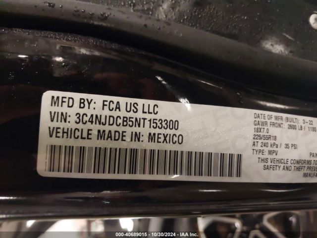3C4NJDCB5NT153300 Jeep Compass Limited 4x4