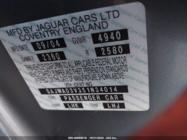 2005 JAGUAR S-TYPE SAJWA03V351N34014 Photo 8