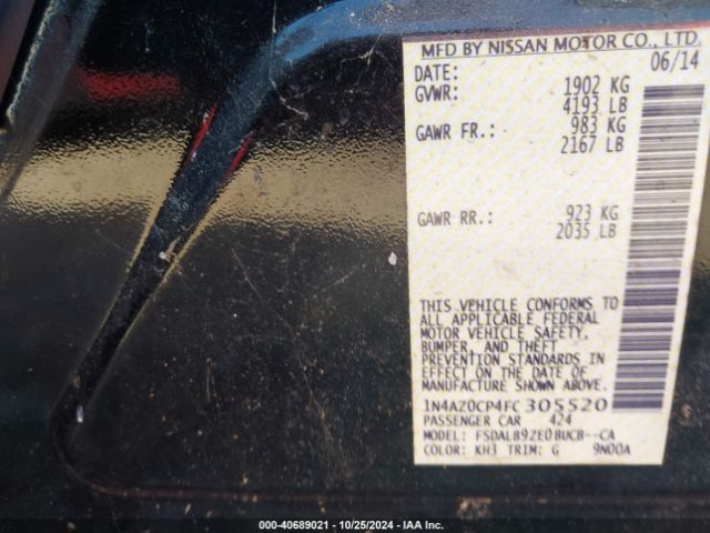 1N4AZ0CP4FC305520 Nissan LEAF S