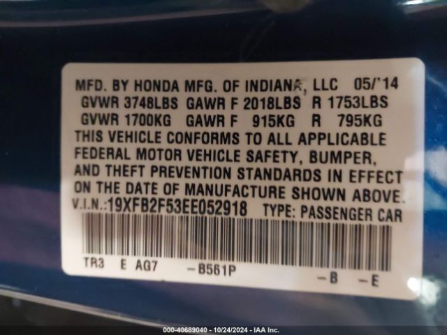 19XFB2F53EE052918 Honda Civic Lx