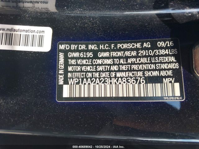 WP1AA2A23HKA83676 Porsche Cayenne Platinum Edition