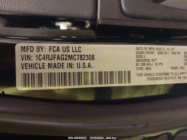 1C4RJFAG2MC782308 Jeep Grand Cherokee Laredo X 4x4