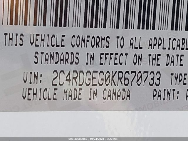 2C4RDGEG0KR670733 Dodge Grand Caravan Gt