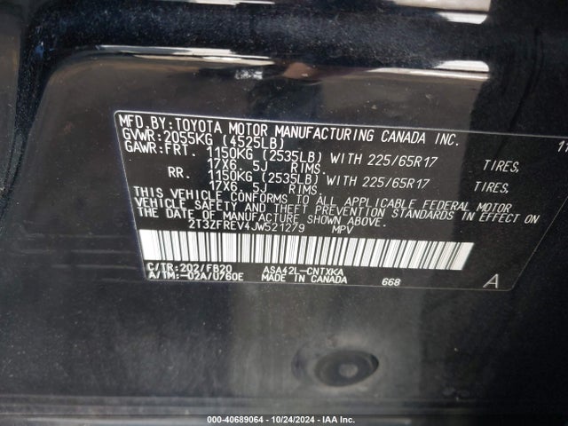 Toyota RAV4 LE 2018 2T3ZFREV4JW521279 Image 9