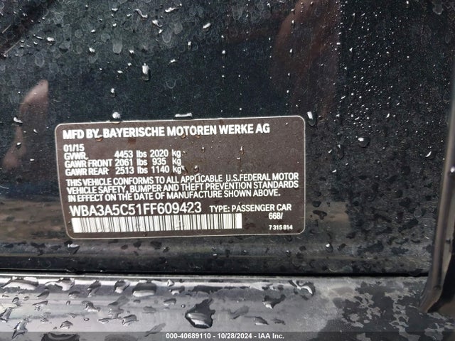 BMW 328I 2015 WBA3A5C51FF609423 Image 9