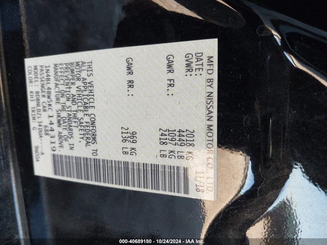 1N4BL4BW5KC144319 Nissan Altima 2.5 S