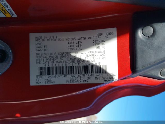 2007 MITSUBISHI ECLIPSE SPYDER 4A3AL35T67E034695 Photo 8