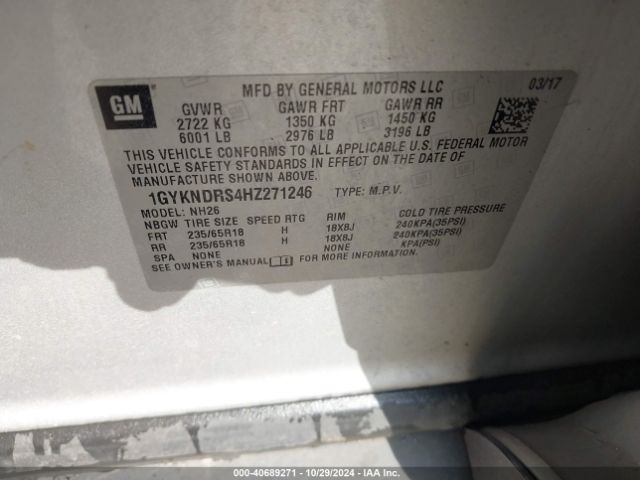 1GYKNDRS4HZ271246 Cadillac XT5 LUXURY