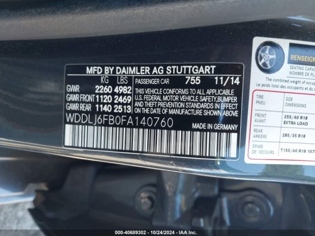 WDDLJ6FB0FA140760 Mercedes-Benz Cls 400