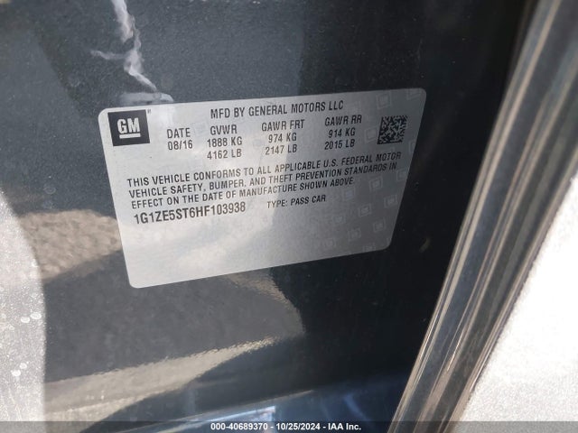 Chevrolet MALIBU 1LT 2017 1G1ZE5ST6HF103938 Image 9