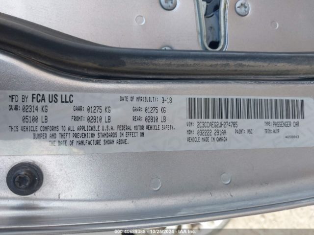 2C3CCAEG2JH274785 Chrysler 300 Limited