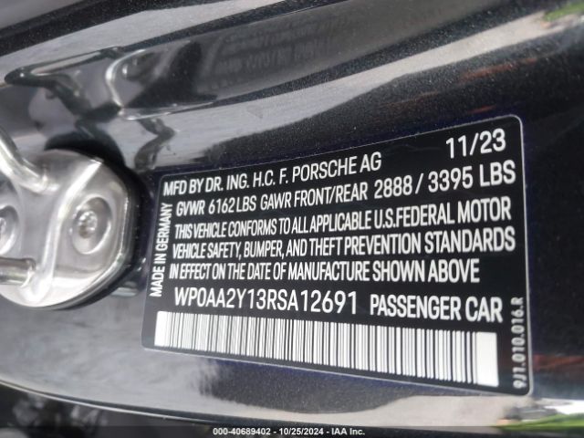 WP0AA2Y13RSA12691 Porsche Taycan