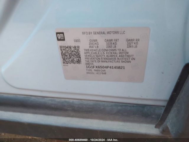 1G1FX6S04P4145821 Chevrolet Bolt Ev Fwd 2lt