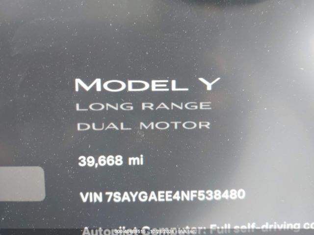 7SAYGAEE4NF538480 Tesla Model Y Long Range Dual Motor All-wheel Drive