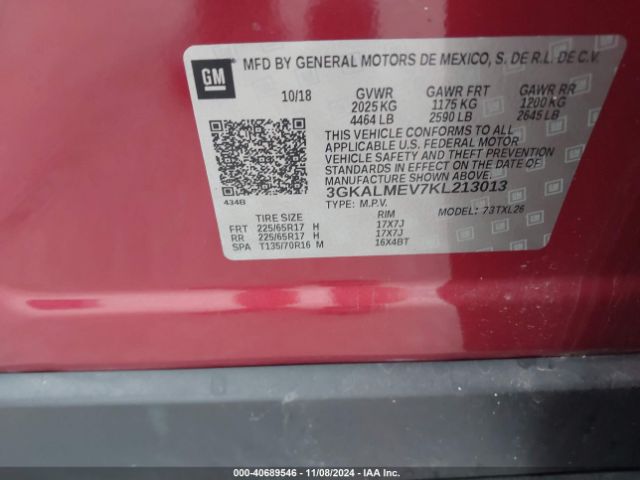 3GKALMEV7KL213013 GMC Terrain Sle