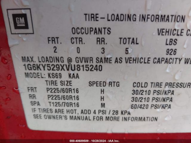 1997 CADILLAC SEVILLE 1G6KY529XVU815240 Photo 8