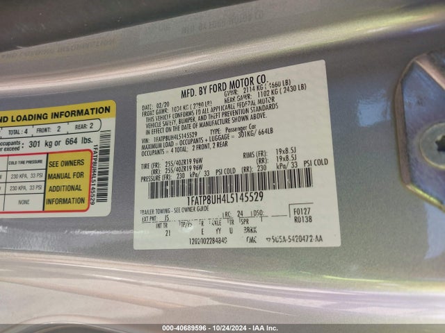 Ford Mustang Ecoboost 2020 1FATP8UH4L5145529 Image 9
