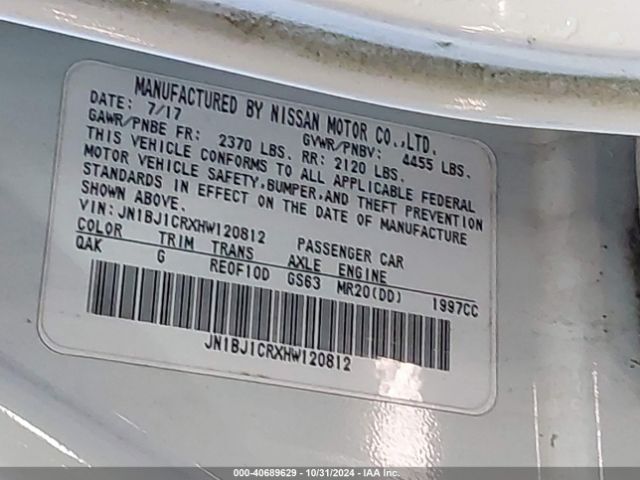 JN1BJ1CRXHW120812 Nissan Rogue Sport S