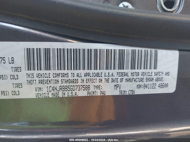 1C4NJRBB5GD737588 Jeep Patriot Sport