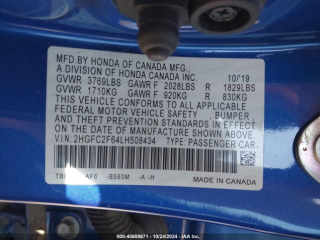 2HGFC2F64LH508434 Honda Civic Lx