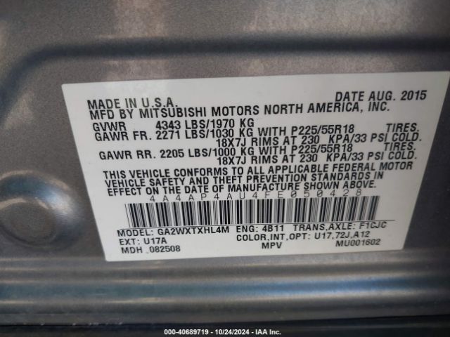 4A4AP4AU4FE050428 Mitsubishi Outlander Sport Se