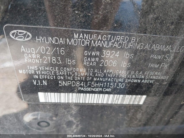 Hyundai ELANTRA SE 2017 5NPD84LF5HH115130 Image 9