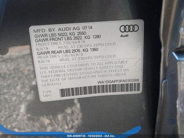 WA1DGAFP3FA030288 Audi Q5 3.0t Premium Plus