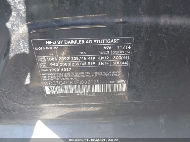 WDCTG4GB4FJ082139 Mercedes-Benz Gla 250 4matic