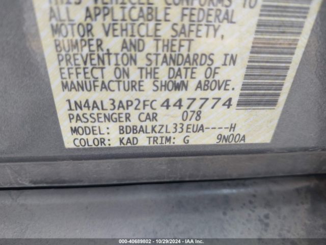 1N4AL3AP2FC447774 Nissan Altima 2.5 Sv