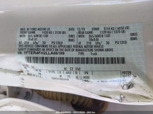1FTER4FH2LLA06109 Ford Ranger Lariat