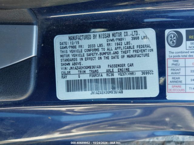 JN1AZ4EH3GM936149 Nissan 370Z