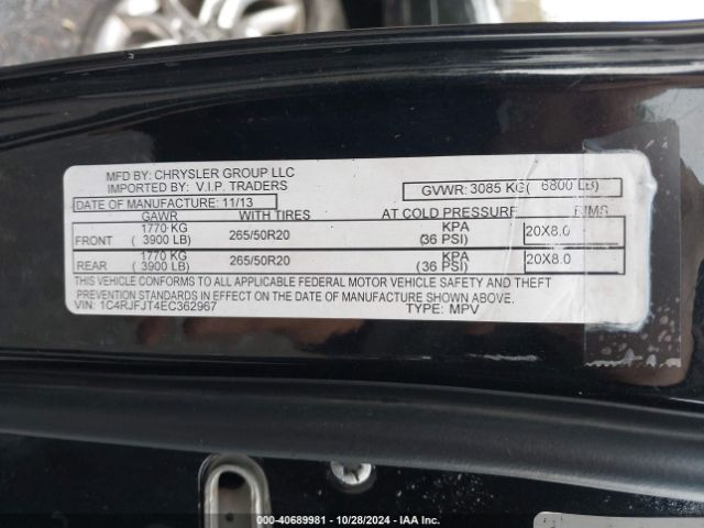 1C4RJFJT4EC362967 Jeep Grand Cherokee Summit
