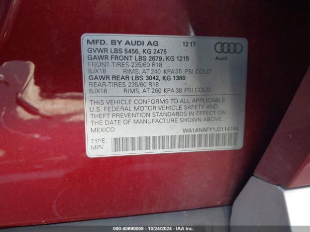 WA1ANAFY1J2114744 Audi Q5 2.0t Premium/2.0t Tech Premium