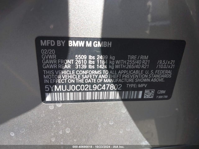 BMW X4 M Competition 2020 5YMUJ0C02L9C47802 Image 9