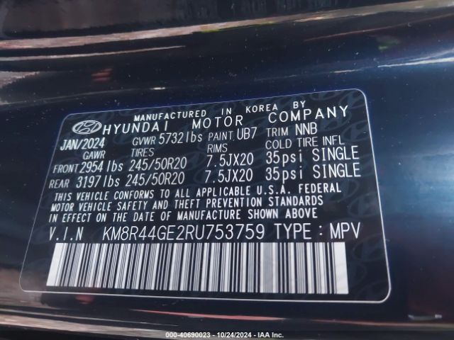 KM8R44GE2RU753759 Hyundai Palisade Sel