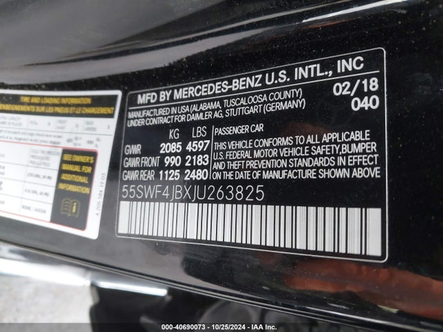 55SWF4JBXJU263825 Mercedes-Benz C 300