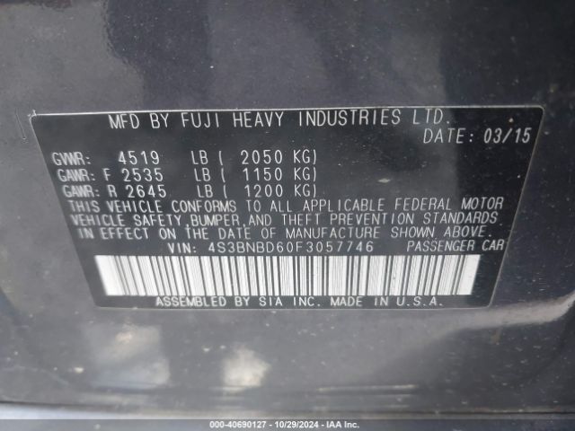 4S3BNBD60F3057746 Subaru Legacy 2.5i Premium
