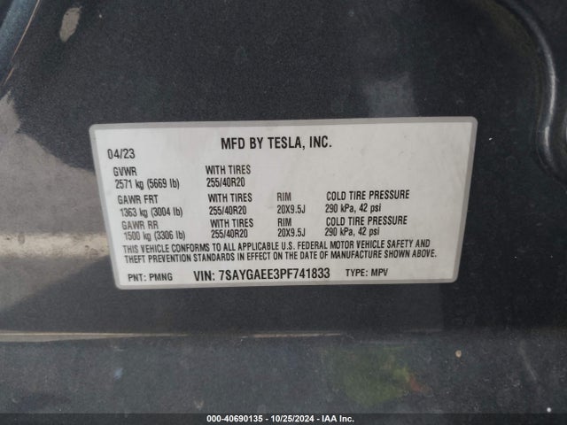 2023 TESLA MODEL Y 7SAYGAEE3PF741833 Photo 8