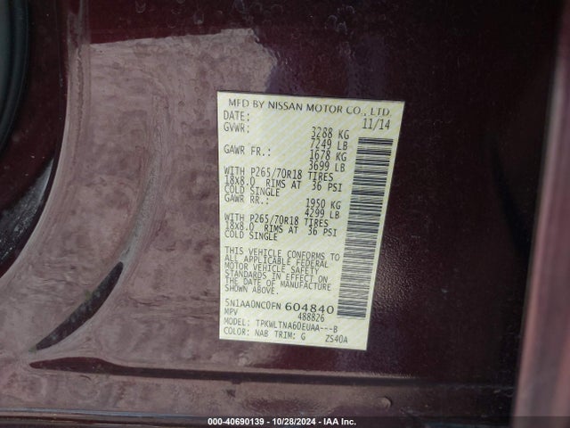 5N1AA0NC0FN604840 Nissan Armada Platinum/sl/sv