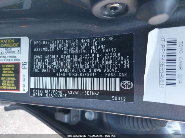 4T4BF1FK3ER349614 Toyota CAMRY LE