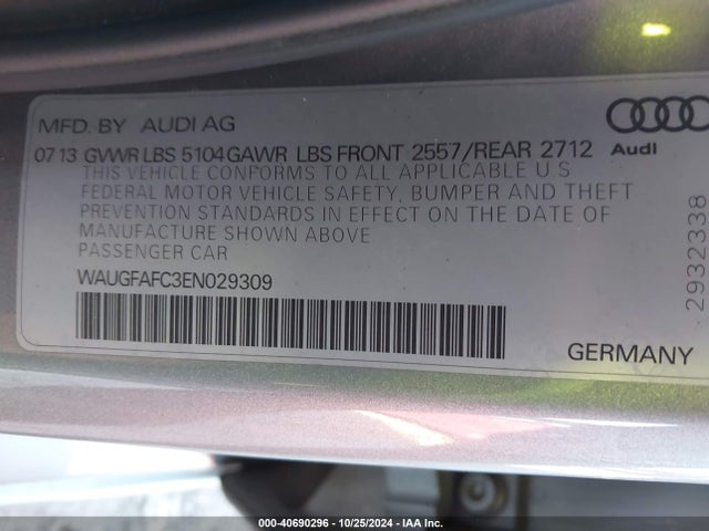 WAUGFAFC3EN029309 Audi A6 2.0t Premium