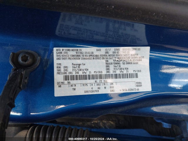 Ford FOCUS SE 2018 1FADP3K23JL231686 Image 9