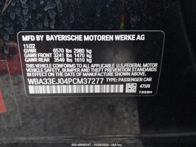 WBA33EJ04PCM37277 BMW 760 I Xdrive